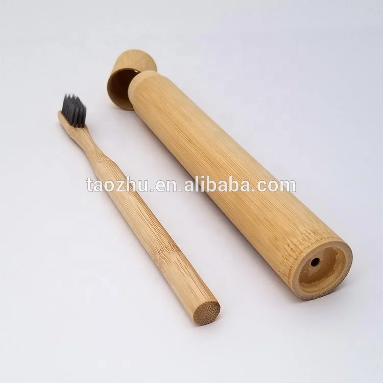 Natural Bamboo Case for Toothbrush with private logo laser-engraved, Bamboo Tube for Toothbrush