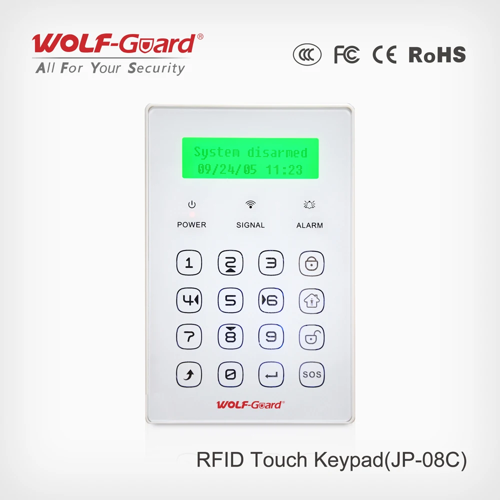 Wireless keypad with screen (RFID card) for Setting Alarm System JP-08C