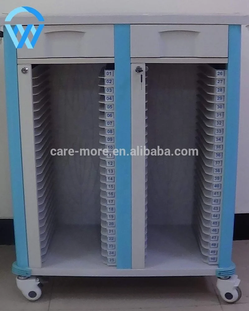 High Quality Hospital Used History Cart Medical Record Trolley File Cart Dossier Trolley