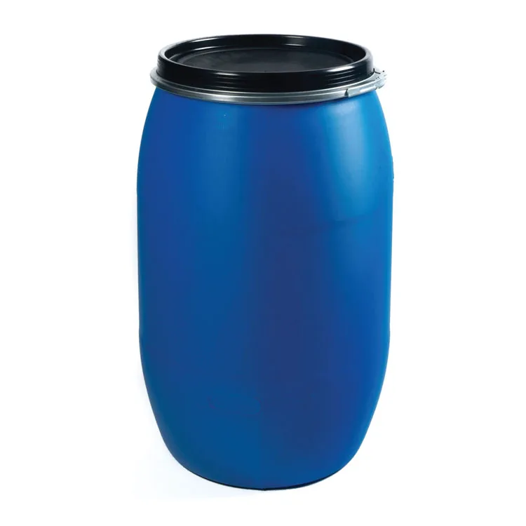 Wholesale Open-Top Plastic Drum, 200 litre blue plastic drum with iron hoop