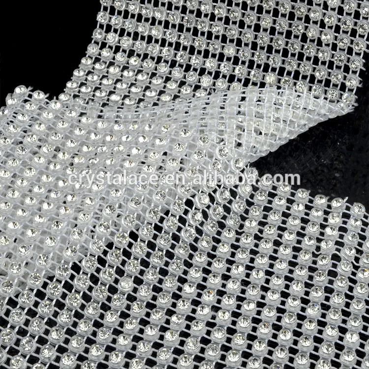 Scissor cut flexible stretch real crystal rhinestone trimming mesh ,24 rows cup chain diamond mesh trimming roll