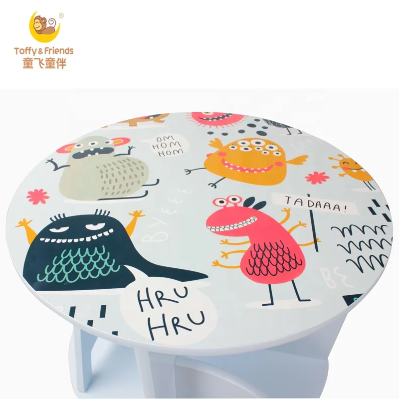 Toffy & Friends rotatable round wooden kids bookshelf storage shelf in Monster design