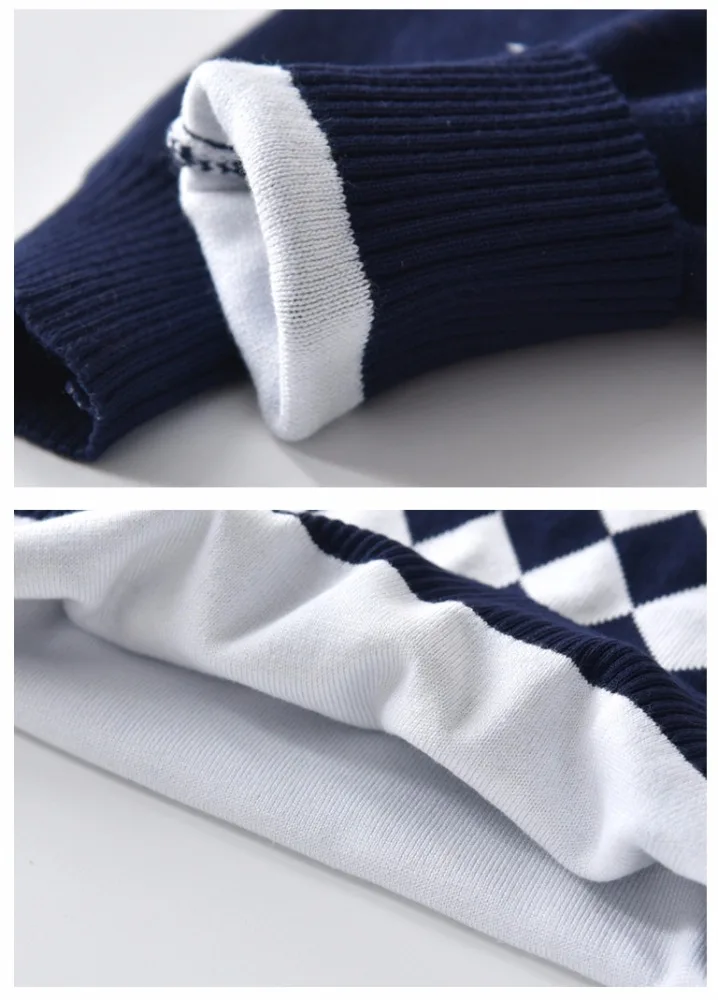 Manufacturers Wholesale Cheap Children Knit Pullover Kids Standard Wool Top Little Boy Contrast Color Plaid Sweater