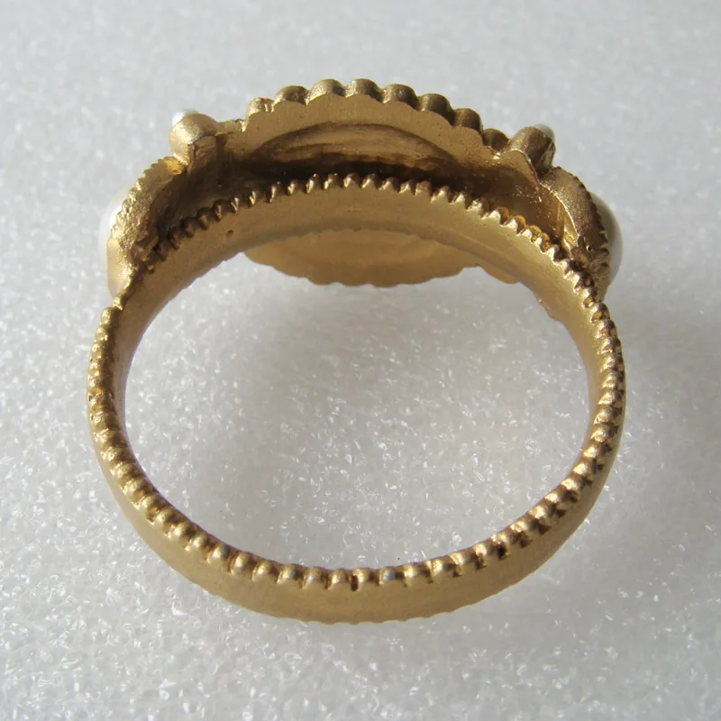 Vintage Gold With White Pearls Jeweled Metal Napkin Ring