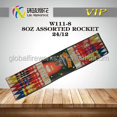 W111-8 8OZ Assorted High Quality Red Devil Outside Flying Rocket Liuyang Global Fireworks