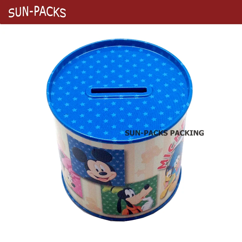 customized round tin coin box, money saving can metal round coin bank for gift wholesale