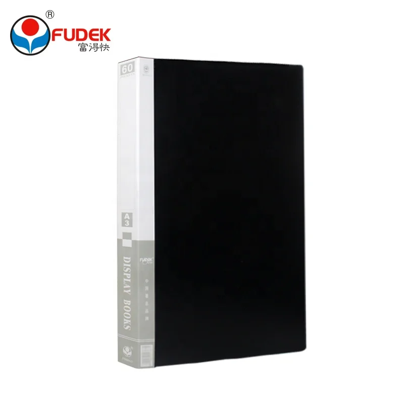 a3 pp office data clear black blue display book plastic file folder with pocket