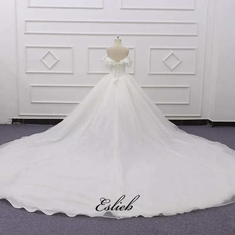 Eslieb JIANG1909 real photo ivory Embellishment sweetheart suzhou glitter wedding dress ball gown