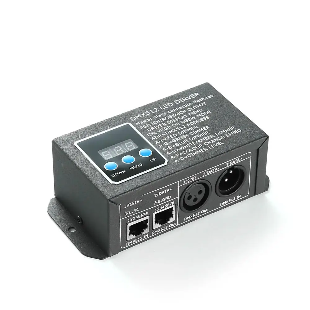 RGBW RJ45/XLR DMX Led Decoder/Controller 300W 12-24V DC CE&RoHS FCC