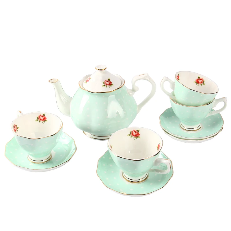 China custom made classical elegant bone china teapot with rose pattern / ceramic porcelain tea cup saucer set