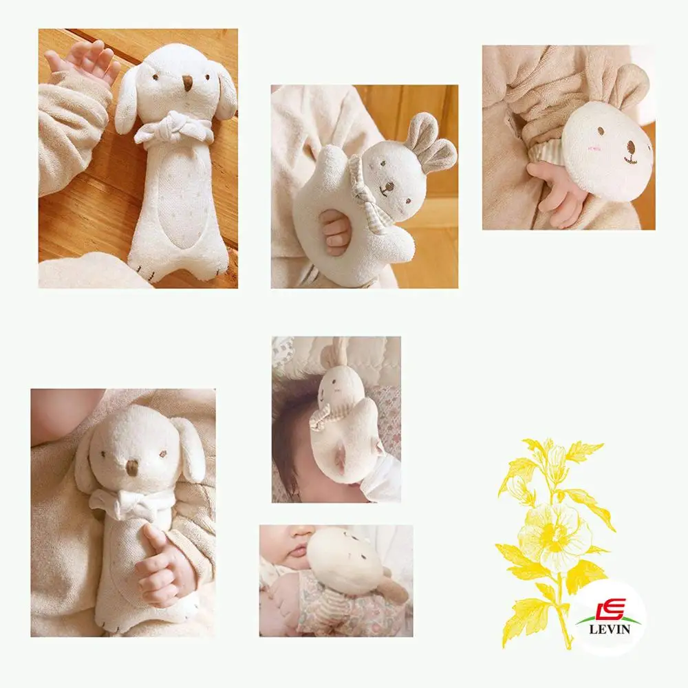 Набор погремушек для щенков и младенцев из 100% органического хлопка Без окрашивания