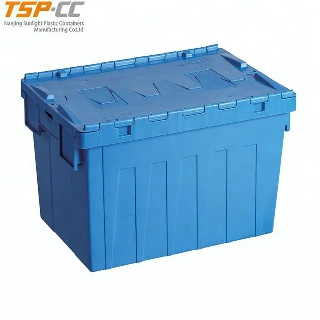 Контейнер с прикрепленной крышкой, твердый контейнер, Штабелируемый и подходящий для сборки 600x400x415 мм TSN6441 CN;JIA TSP.CC, трафаретная печать, синий