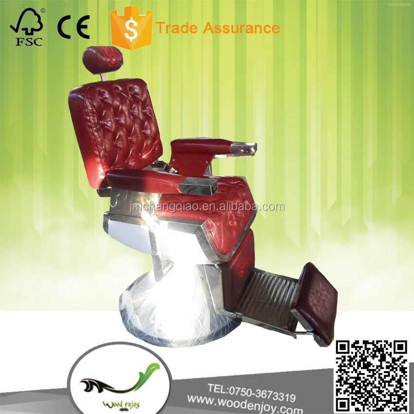 All stainless steel big barber chair/classic red barber chair