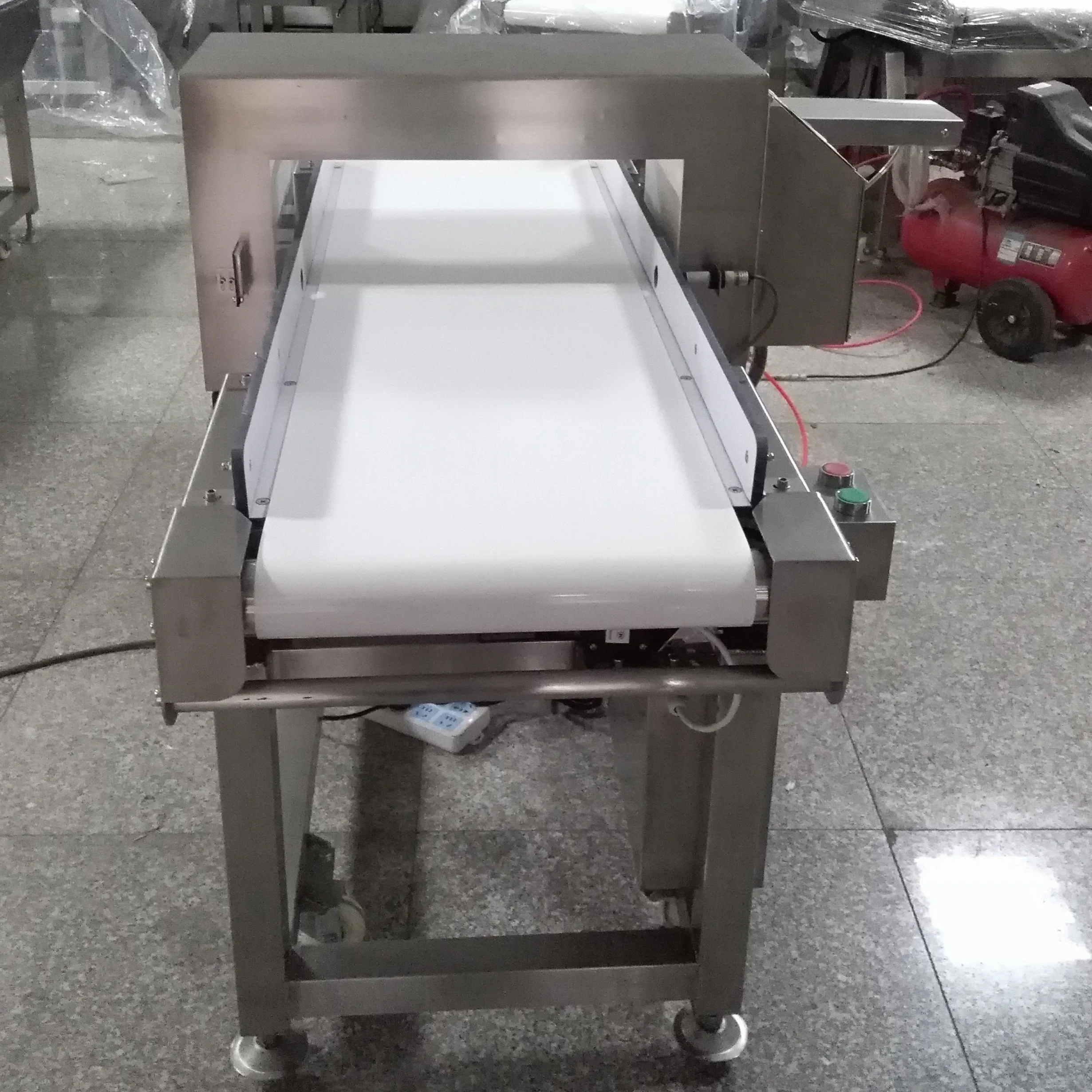 Conveyor belt metal detector detecting machine for cakes sugar test rod with roller rejector