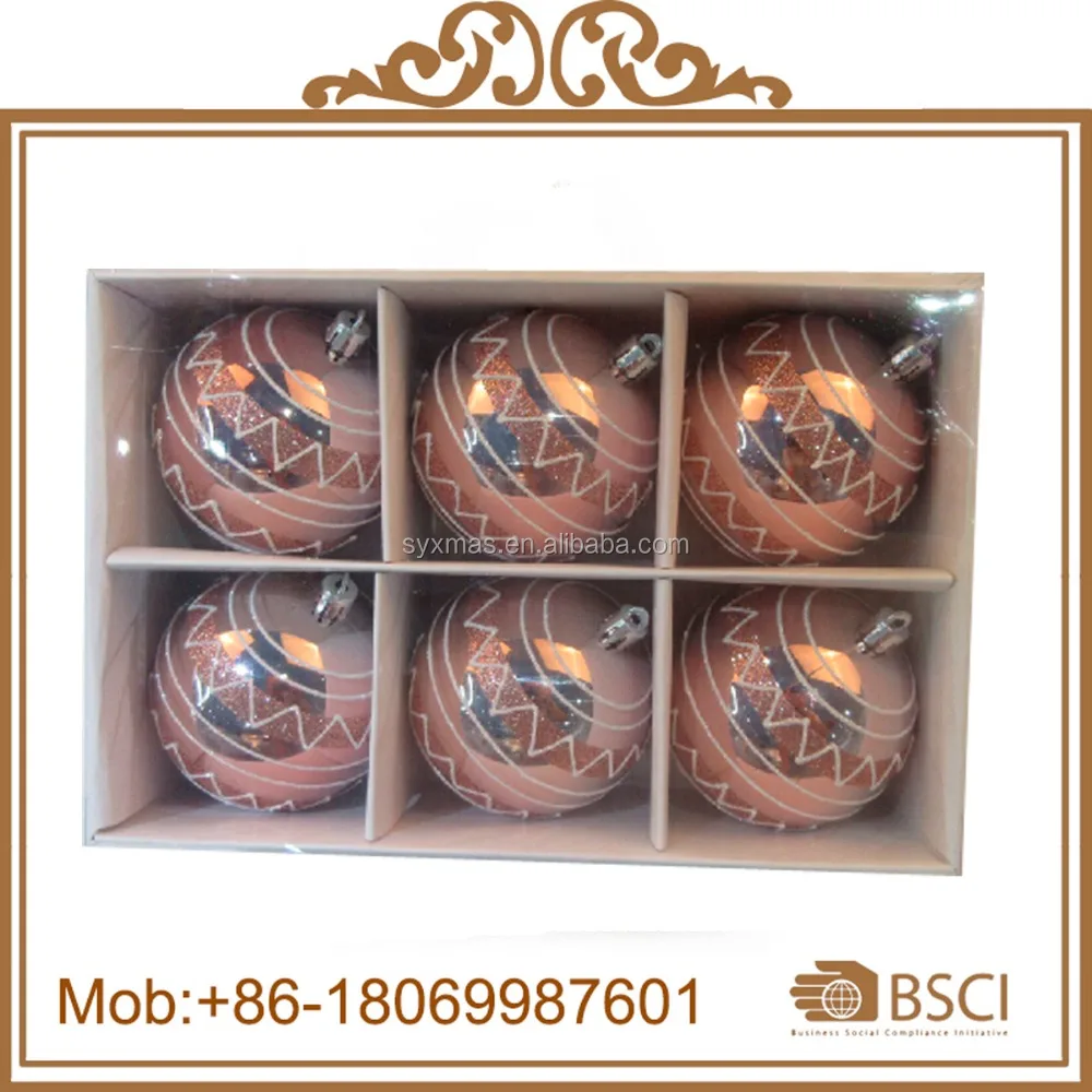 Shatterproof 8cm shiny coffee Christmas plastic painted ball christmas tree hanging decoration ball