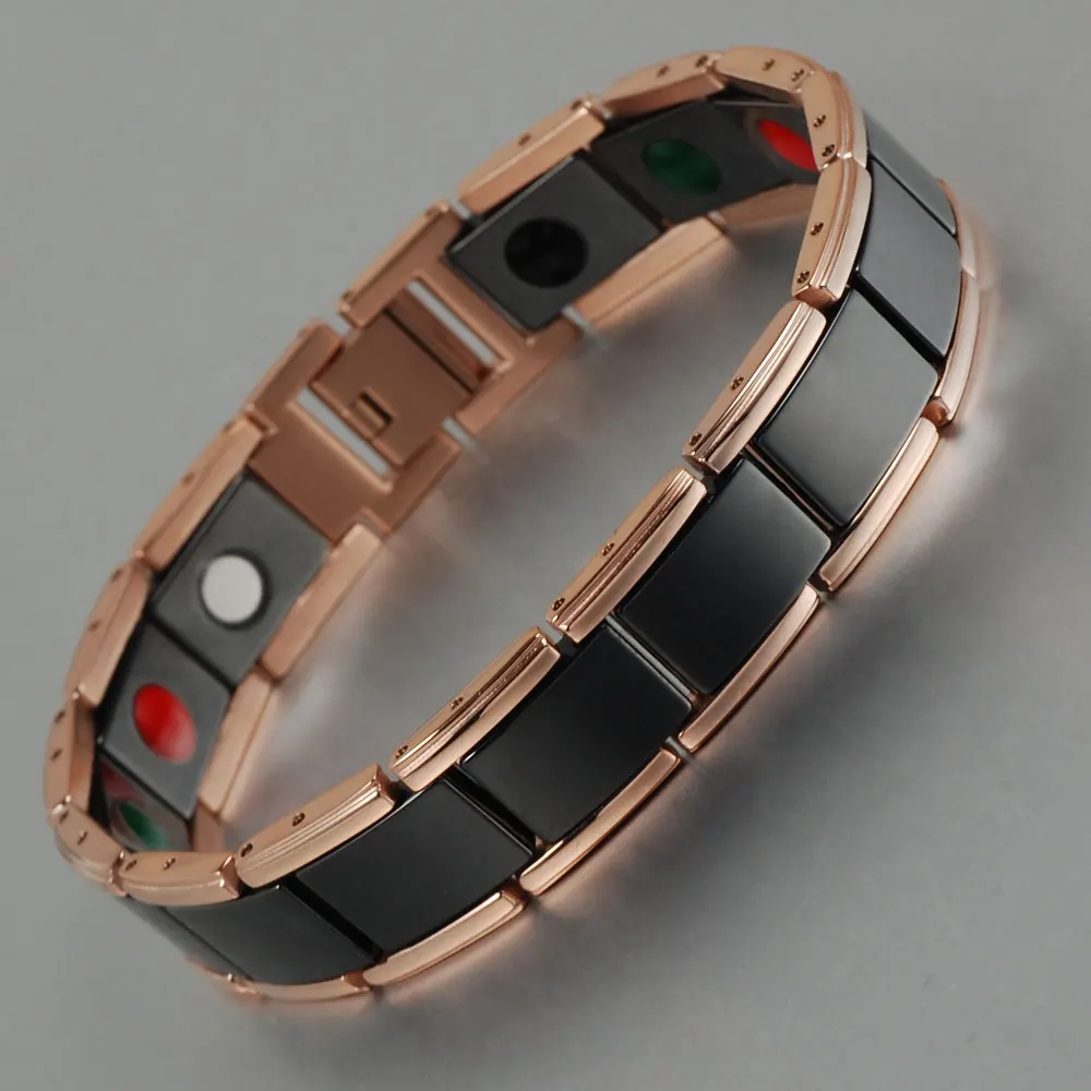 Energinox Manufacturer Mens Italy Health Benefit Black Ceramic Bracelet