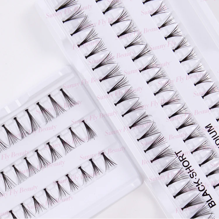 
OEM mink individual 5d flare cluster pre made fans lashes extension 