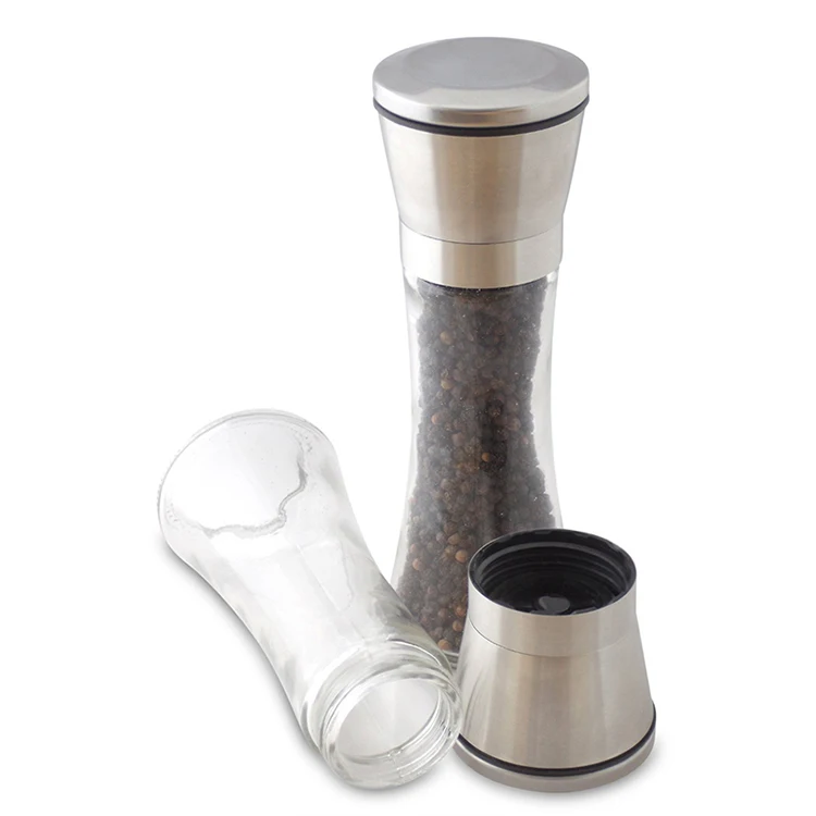New Trend Product Hot Sale kitchen accessories Manual 304 Stainless Steel Glass Salt Pepper Grinder