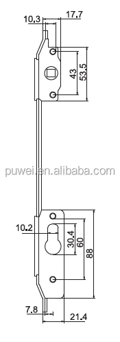 9.14.20408 UPVC multipoint hook sliding door lock key plastic-steel driver aluminum sliding