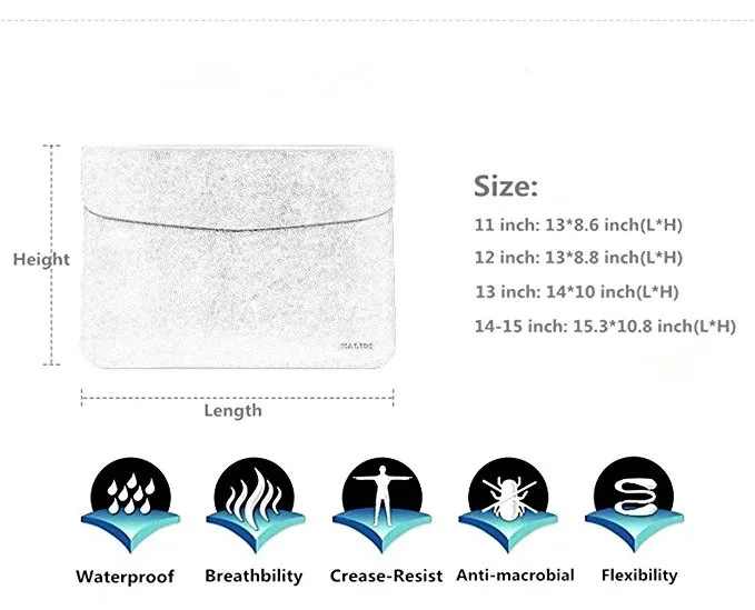 PU Leather Waterproof Laptop Sleeve Bag for NoteBook With Magnet Closure