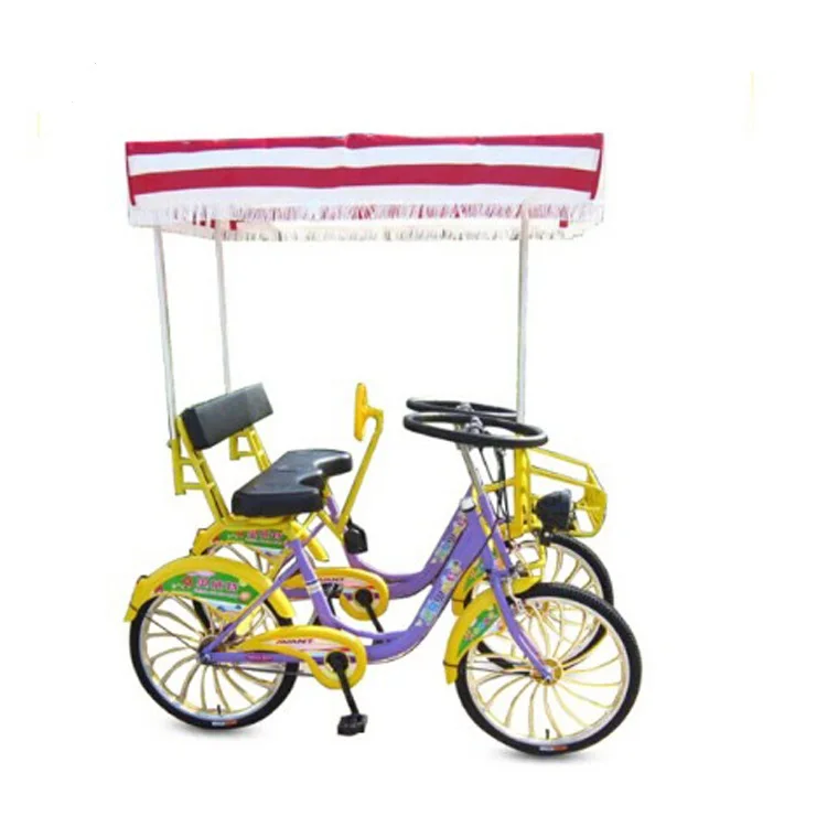 Fashion 4 seat quadricycle 4 person surrey bike/park rental sightseeing bike/24 inch tandem bikes
