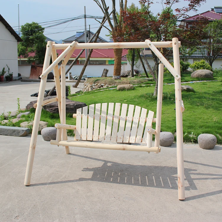 Outdoor Wooden Log Swing Modern Garden Decoration Furniture Chair Porch Swing