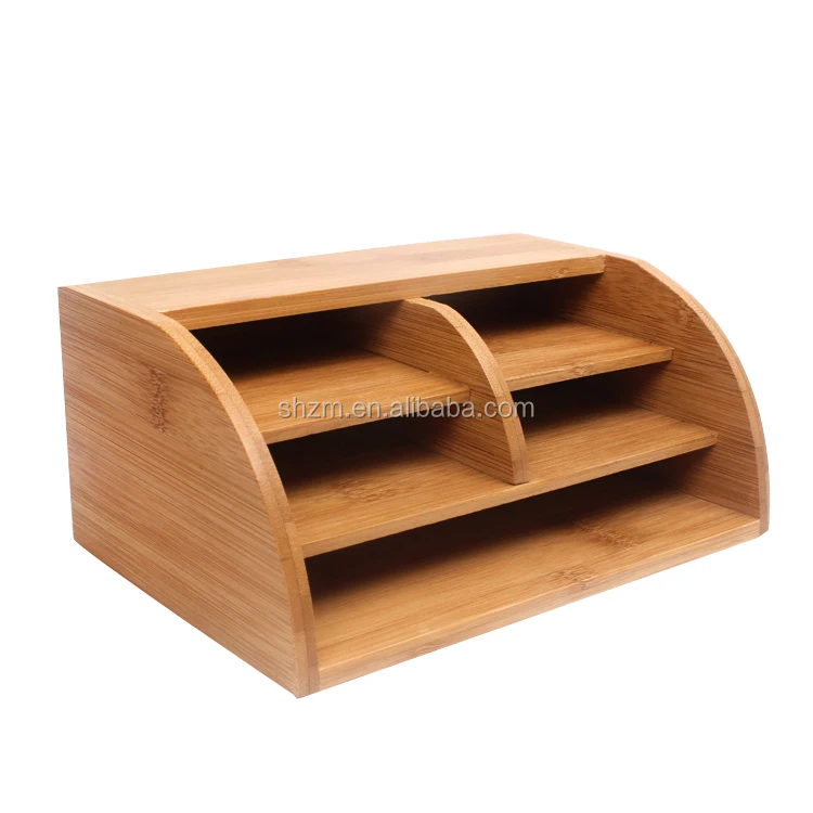Natural Bamboo Desktop Storage Serving Box Wooden Desktop Paper Business Card Holder