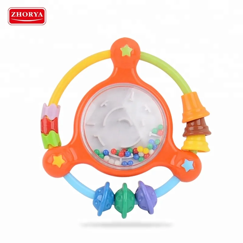 Safe toys shaking bell play ringing rattle hanging with blister card