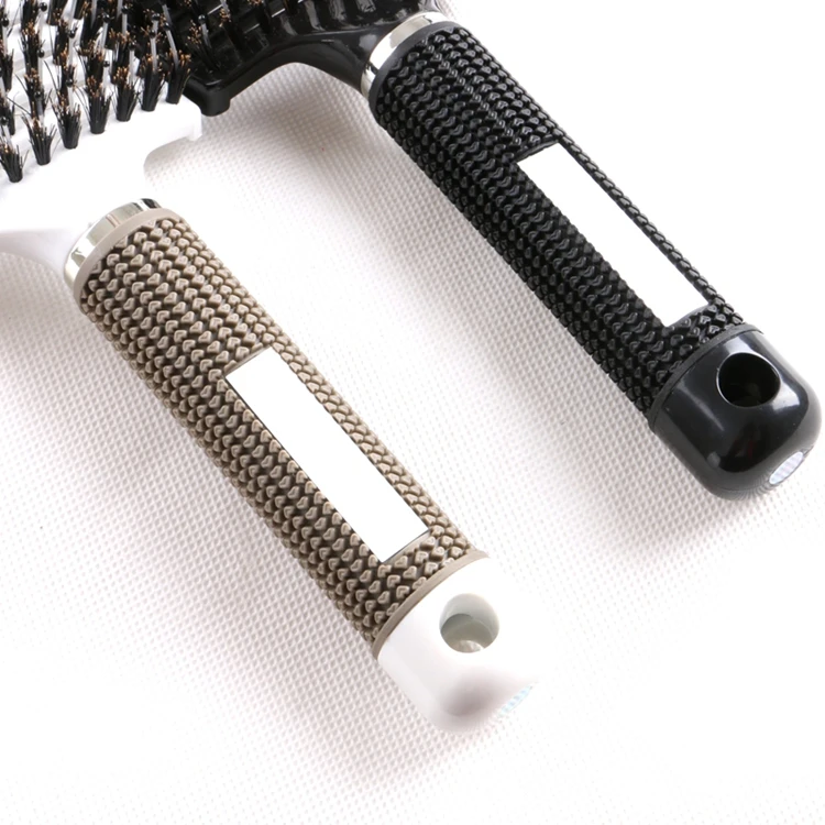 Anti-static Heat Curved Vent Comb Barber Salon Hair Styling Tool Hair Brush Boar Bristle for Detangling All Hair Types 1 Piece