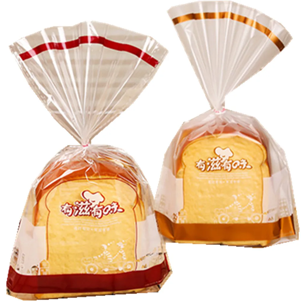 Tin tie seal heat cutting  Custom logo printed transparent sliced bread packing PP bags for bakery