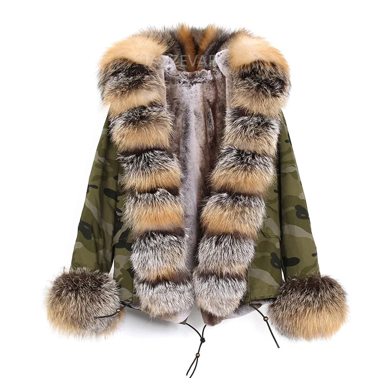 
 Женское теплое пальто с мехом енота, длинная парка с капюшоном из натурального Лисьего меха, зимний сезон 2020  