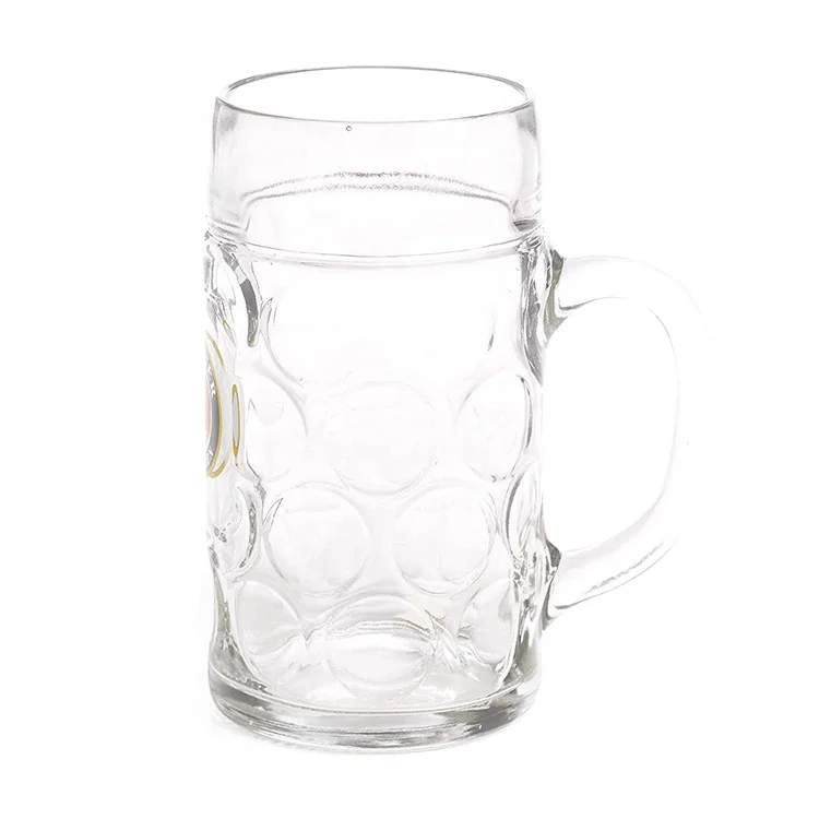 1L Custom dimpled German beer glass plastic tankard beer tank beer stein  with handle