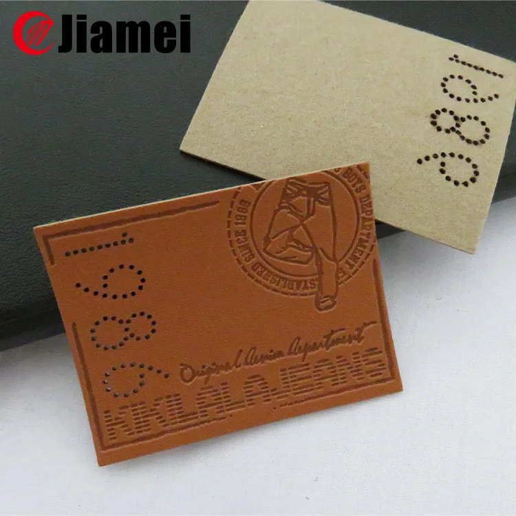 Custom made emboss/deboss pu patches 2015 jeans leather label logo