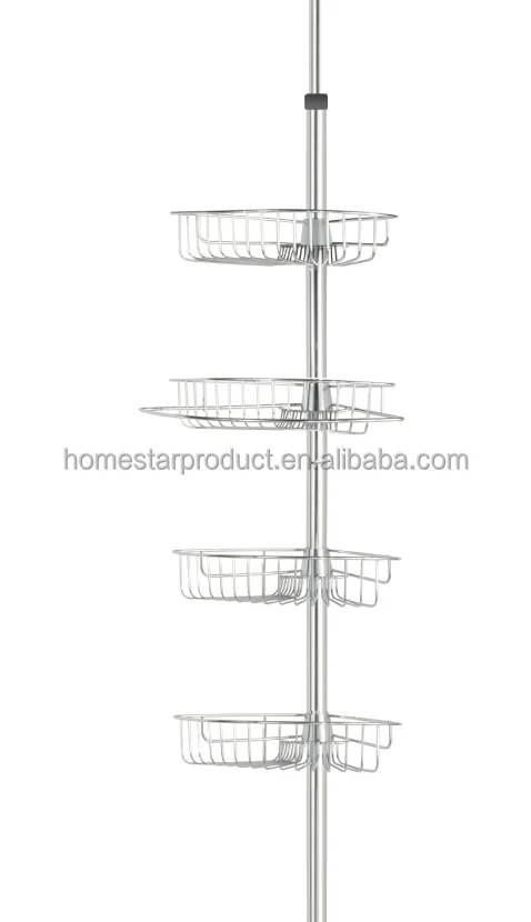 
Homestar 4-Shelf Tension Pole Corner Shower Caddy and Stainless Steel Tension Pole Corner Shower Caddy 