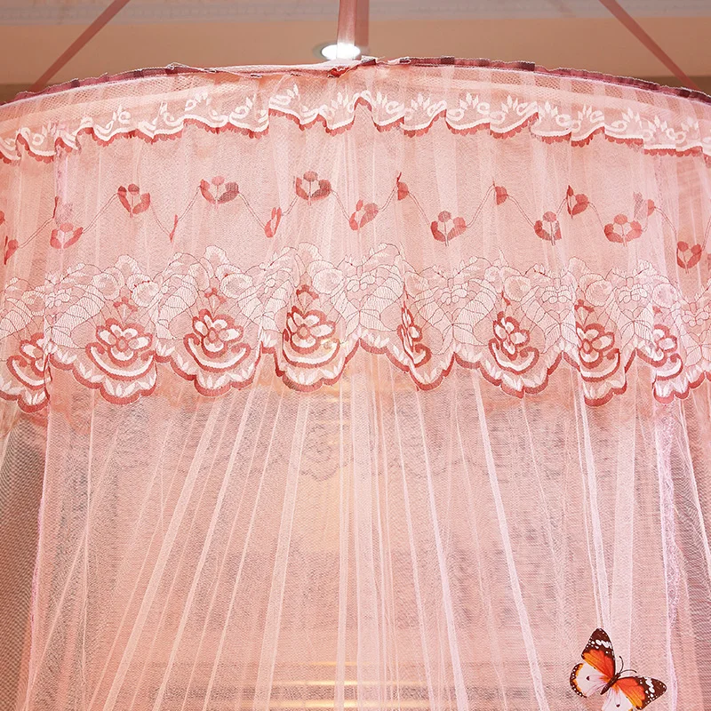 2019 Material Various Adult Luxury Foldable Diameter 1.2m Round Portable Lace Treated Polyester Decorate Hanging Mosquito Net