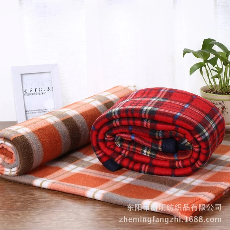 cheap price 100% Polyester plaid blanket scarf printed picnic polar fleece blanket in stock