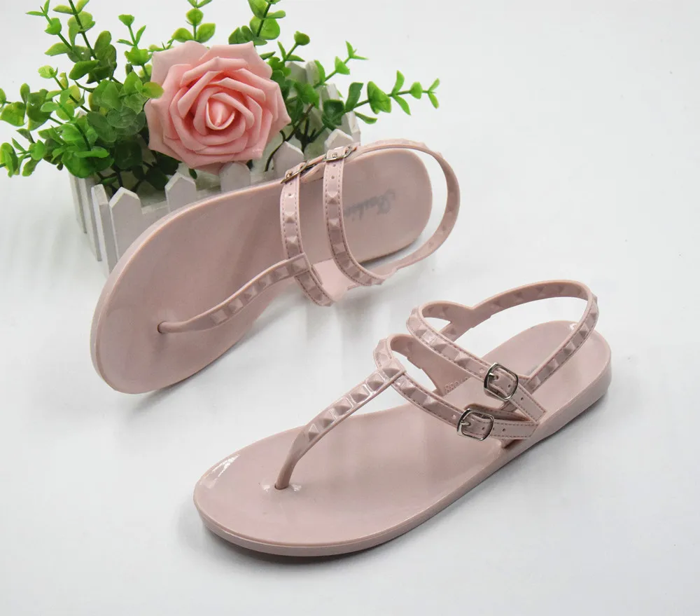 New Arrival Crystal Factory Cheap Price Fancy Fashion Flat PVC sandals for Women
