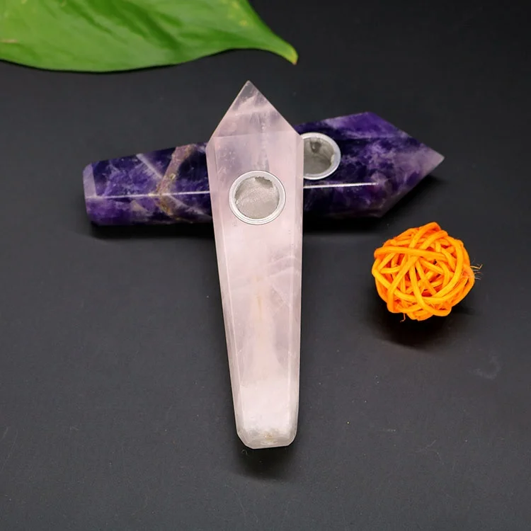 Healing Crystal Stone pipe Tobacco Bowl Rose Quartz Crystal Pipe
