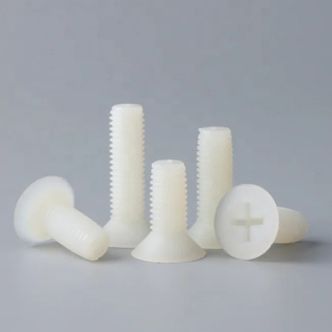 M2 M2.5 White Phillips Flat Countersunk Head Nylon Plastic Screw