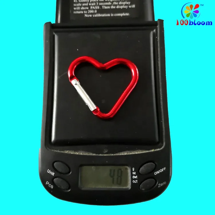 China factory wholesale cheap promotional key holder 5 cm aluminum heart carabiner keychain