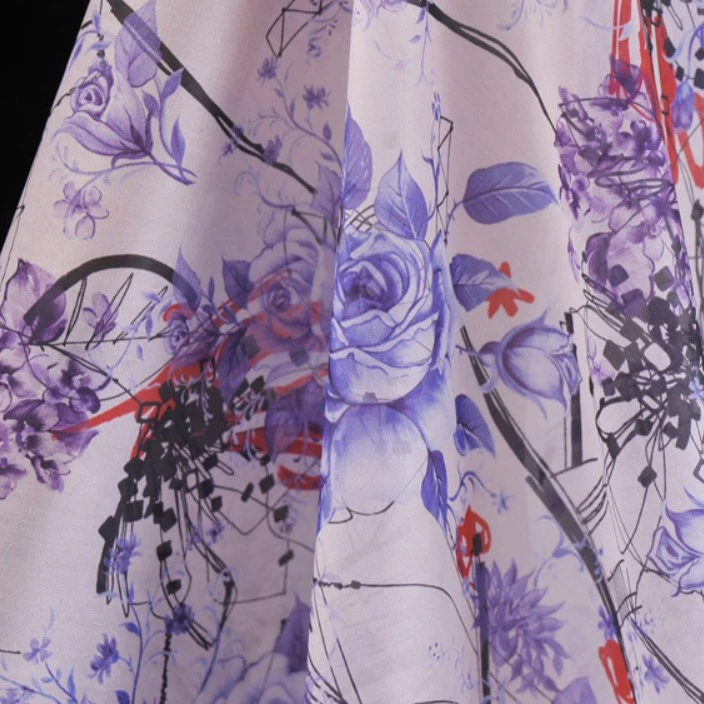 14mm 100% silk  digital print satin organza silk fabric