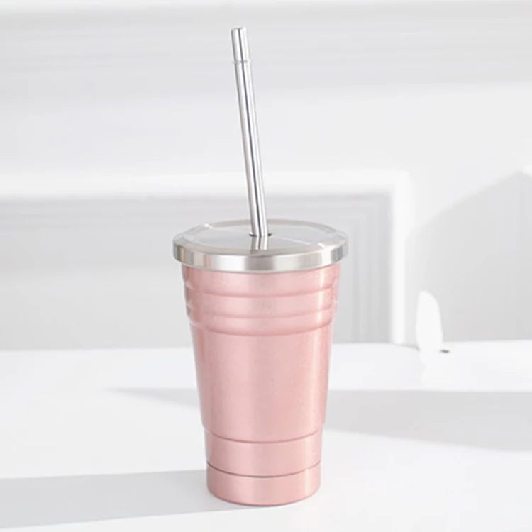 2023 New Design Double Wall Stainless Steel Vacuum Coffee Straw Cup