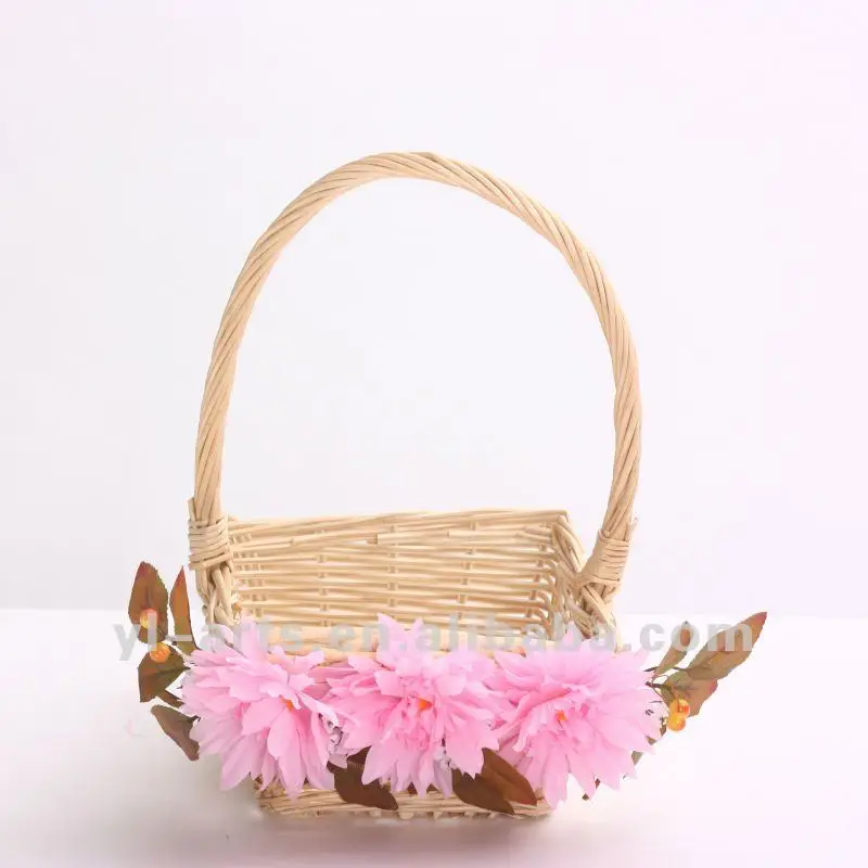 
rectangular flower girl wicker basket for crafts 