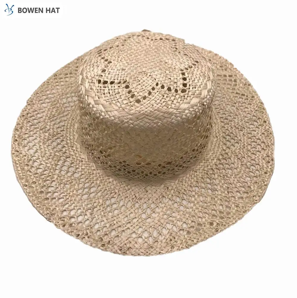 durable antique farmer natural straw hat unisex real natural glass high quality Sisal hemp grass hats