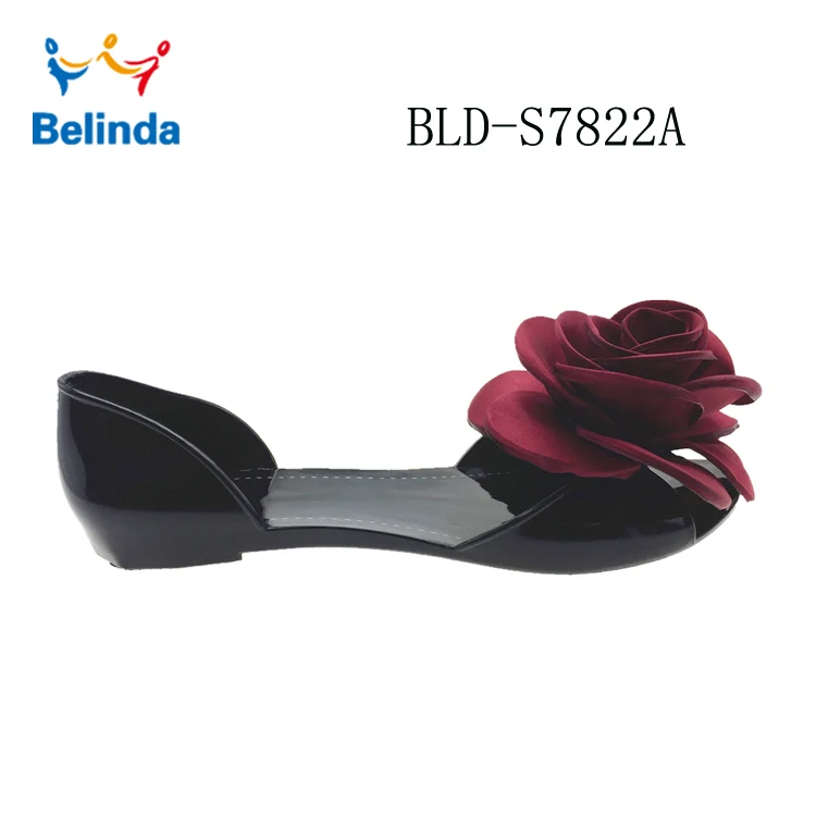 comfort PVC crystal flower women jelly shoes from China