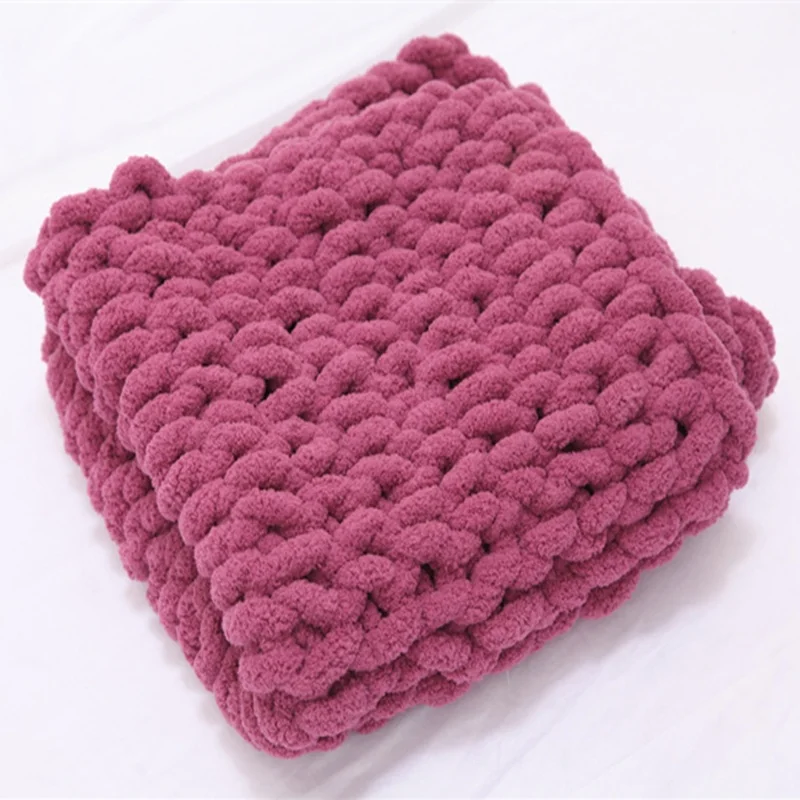 Hand Crafted Super Chunky Giant Arm Crochet knit Jumbo chenille yarn blanket