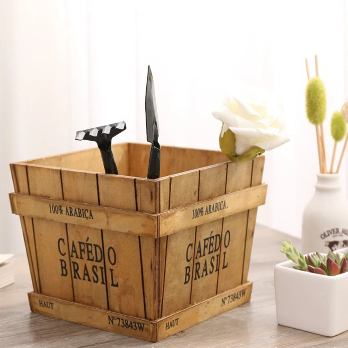 wholesale vintage wooden planter succulent plants pots