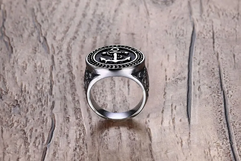 MaxhenR49 fashion stainless steel casting punk Navy rings for man