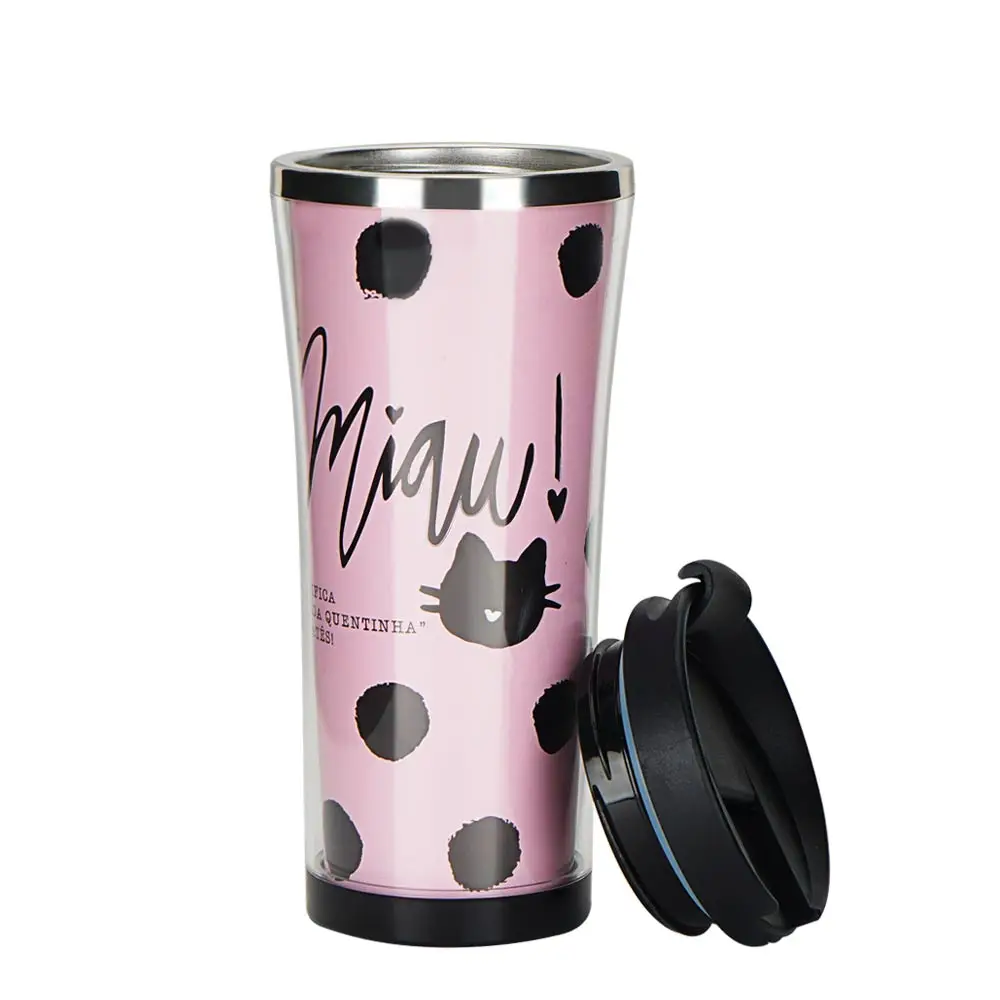 Reusable custom printed plastic cup insulated photo insertable travel mug tumbler