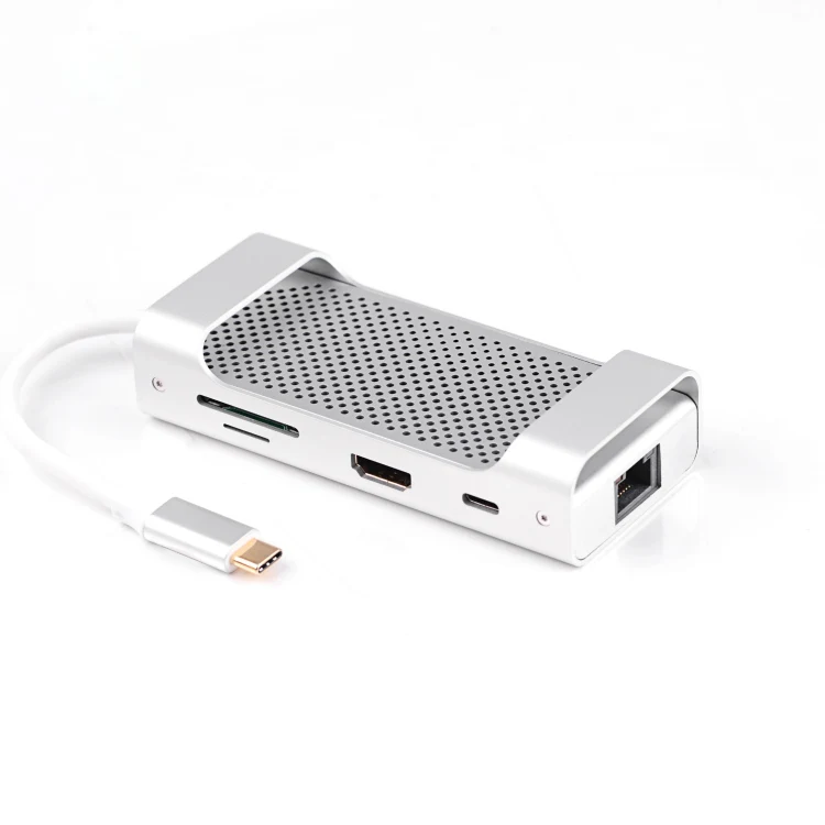 
2019 New Arrivals Sink Heat Design 7 in 1 Adapter HDMI RJ45 USB3.0 TF SD card Reader USB Type-C Hub 